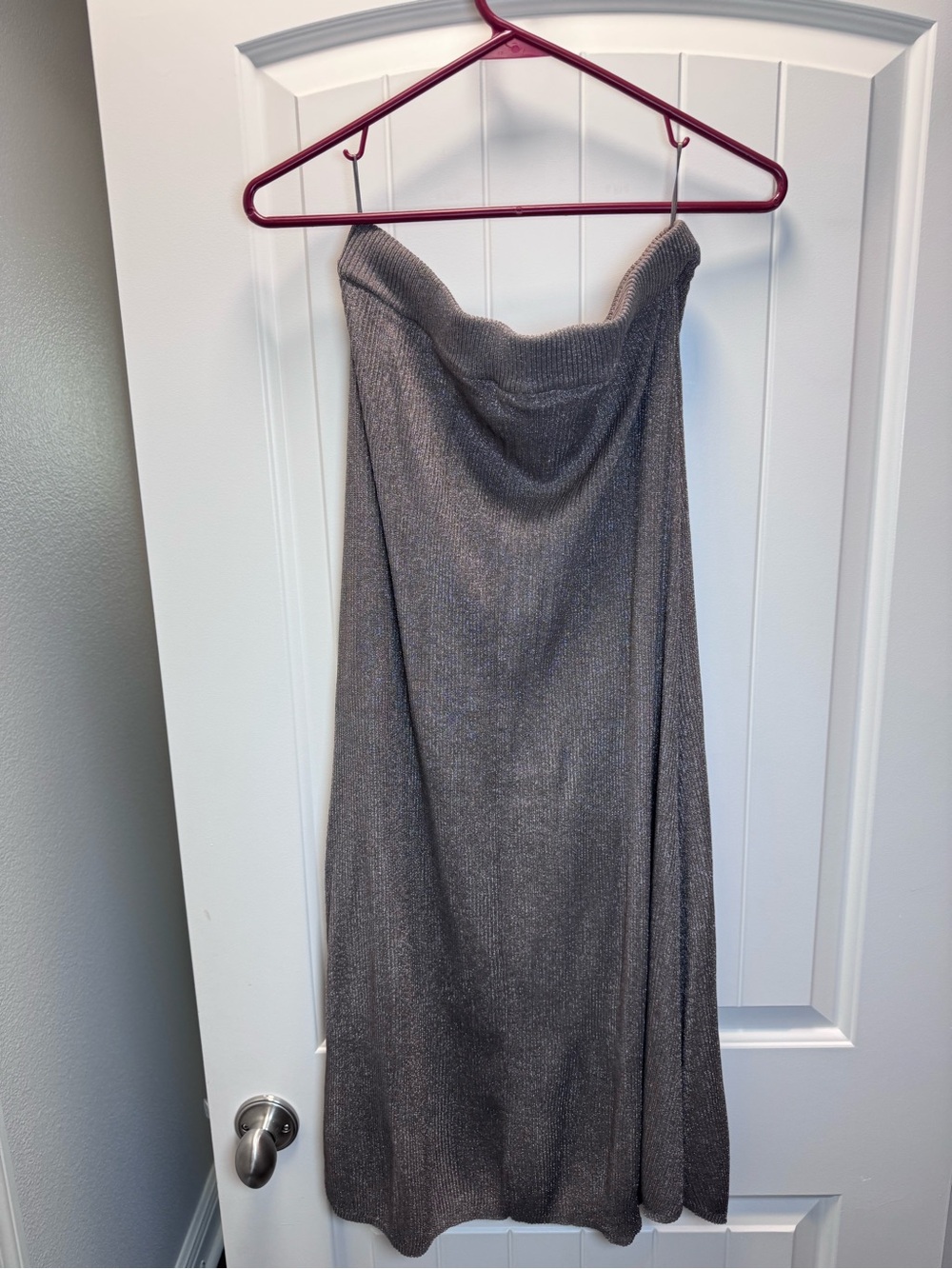 Primark Metallic Gray Strapless Cowl Dress